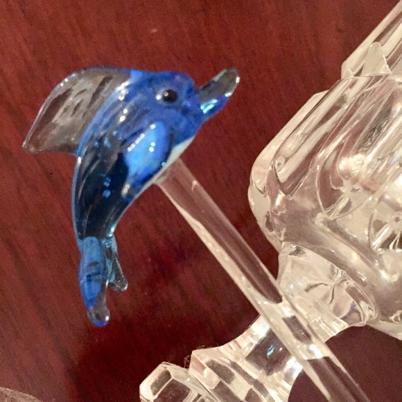 Hand Blown Glass Dolphin Cocktail Stir Stick - Picture 1 of 4